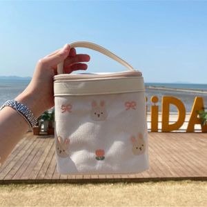 Korea Style Waterproof Lunch Box Pack Portable Isolated Canvas Lunch Bag Cooler Thermal Food Storage Picnic Picks for Women Kids