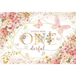 Mehofond Little Miss Onederful Donting Flowers Flowers Birthday Baby Shower Cake Smash Table Sfondo per la fotografia di arredamento