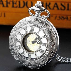 Pocket Watches Wholesale Quartz Pocket Silver Vintage Necklace Ladies and Gentlemen Elegant Steampunk Pocket FOB Gift Y240410