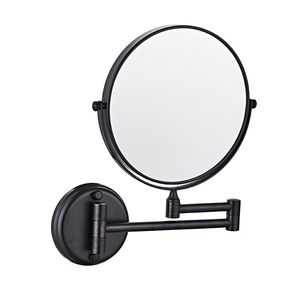 Makeup Mirror Black/Antique Brass Badrumsspeglar 3 x Förstorande spegel Fällbar rakning 8 Dual Side Wall Hanger Round Mirror