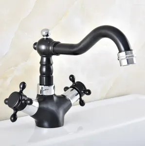 Bathroom Sink Faucets Black Oil Rubbed Bronze Silver Chrome Brass Kitchen Vessel Basin Swivel Spout Faucet Mixer Water Tap Anf481