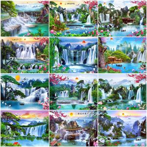 Evershine Diamond Emelcodery Waterfall 5D Diamond Painting Landscape Cross Stitch комплекты мозаика Sunset Mountain Wall Hobby