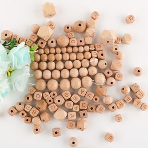 Kovict 100pcs 12 mm natürliche Buche Holzbrief Buchstätte Runde Hexagonperlen für DIY -Armbandschmuck machen Halskettenzubehör machen