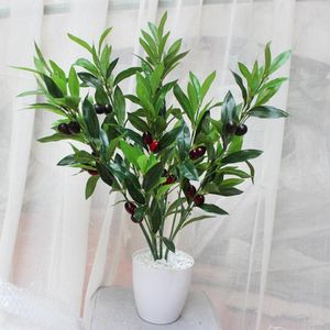 Decorative Flowers Olive Branch Flower For Balcony Silk Fruit Dried Leaves Plants 1pc Fake Greenery Artificial Simulation Plant