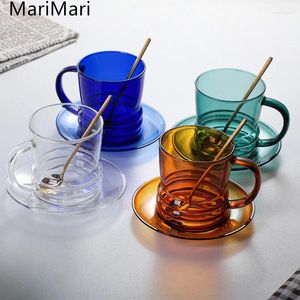 Bicchieri da vino tazze di caffè ad alto tazza di vetro borosilicato e resistenza fredda acqua colorata per bevande set da vassoio da tè