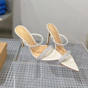 Designer Casual Sandaler Luxury Brand High Heels Clear Crystal Sparkling Women's Wedding Less Shoes Long Long Heel High 8.5cm Sexy Party Shoes Skinny Heels Transparent