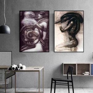 Wystrój domu Hr Giger Li II Alien Horror Art Malowanie sztuki życie płótna dekoracja malowania ściennego