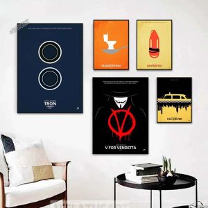 Vintage Minimalist Movie Posters Pulp Fiction,Arrival Film Wall Art Canvas Painting Pictures for Modern Living Room Decor Mural