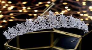 Niesamowita królowa cyrkon Tiara Vintage Hardpiece Wedding Crowns Bridal Hair Jewelry Tocado Novia Wedding Hair Akcesoria 5085784