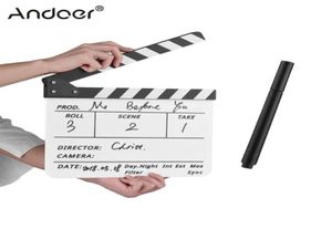 Dry Erase Acrylic Director Film Clapboard Film TV Cut Action Scene Clapper Board Slate With Marker Pen Black White Color Stick7556527