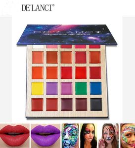 De039lanci matt läppstift palett multishade läpppalett skönhetsmakeup 25 färger professionell lipgloss halloween ansikte färg olja3796688