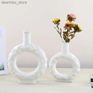 Sztuka i rzemiosło Kreatywny styl minimalistyczny zwykły ceramiczny wazon Livin Room Desktop Flower Arranement Handicraft Flower Domowe Dekoracja L49