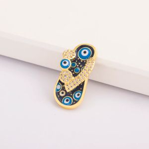 Mirco Pave CZ Rhinestone Emamel Slipper Pendant For Women Blue Evil Endy Eye Halsband Charm Sko Diy Handgjorda smycken Making Gift