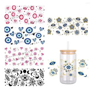 Gift Wrap Lovely Eye Of Evil Pattern UV DTF Transfer Sticker Waterproof Transfers Decals For 16oz Glass Cup Stickers