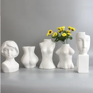 Vasos Creative Black and White Human Face Personality Art Vaso Crafts Cerâmica Desktop Abstract Home Decoration Acessórios