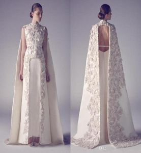 アラビア語のイブニングドレスZuhair Murad High Neck Long Prom Gownsアップリケシースページェントスプリットフロントフォーマルイブニングドレスfor WE2231239