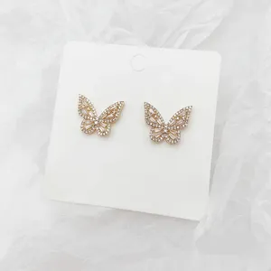 Stud Earrings Korean Fashion Girl Simple Wild Super Fairy Temperament Crystal Bow Women's Wholesale Sales Pendientes Plata