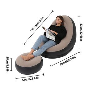 Inflatable Furniture Chair Sofa Lounger With Ottoman Foot Stool Rest Single Couch Beanbag Living Room Outdoor Air Lounge Chairs