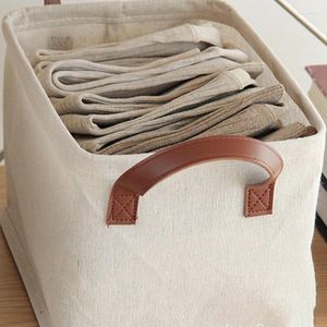 Laundry Bags Cotton Linen Dirty Clothes Foldable Hamper Basket Toy Closet Storage Box Household Sundries Baskets With Handle
