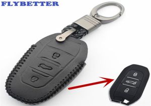 Flybetter Onuine Leather 3button Smart Key Cover Cover для Peugeot 30085082008 для Citroen C4LDS6C6DS5.