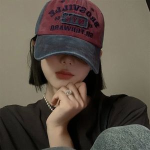 ELAIF AMERICAN VINTAGE BASEBALL CAP WOMENS mjuk toppbokstäver tvättad denim CAP Bred BRIM stort huvudomkrets liten hatt 240409