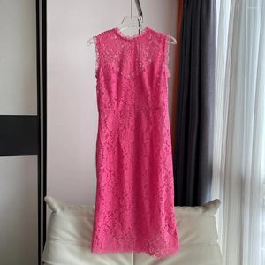 Повседневные платья Женская одежда модное выпадение розового платья летнее сексуальная оболочка черная кружева длинная длинная