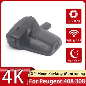 4KカーWiFi DVR DVRダッシュカムデジタルビデオレコーダー高品質24H Peugeot 408 308 2015 2016 2017 2018 2019の駐車場監視