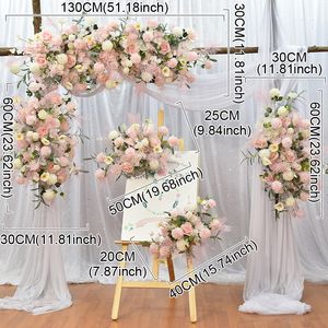 Pink Artificial Flowers Row For Wedding Decor Welcome Sign Floral Arrangement Party Arch Flower Bakgrund Hotel Floral Wall