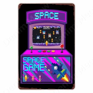 Giochi di pixel vintage Metal Tin Sign FC Game Retro Plaque Arcade Game Wall Art Stampe per l'arredamento da parete della sala da gioco della grotta di casa