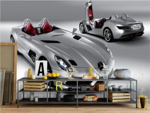 WDBH 3d wallpaper custom po mural Silver domineering gray sports car living room home decor 3d wall murals wallpaper for walls 2256915