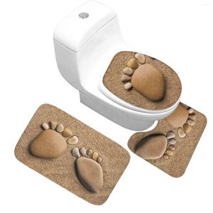 Tappetini da bagno Non slip doccia tappeto da bagno 3 pezzi set da bagno stampato wc moquet wilet room in memory foam assorbente