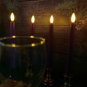 LED -ljus med flimrande lågor och timer Remote Battery Operated Fake Candle Wedding Decorative Table Candles Purple/Pink