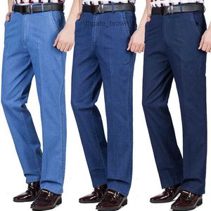 Middle aged mens jeans spring summer high waist loose elastic business casual jeans pants mens dad pants