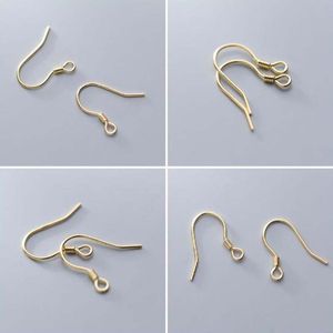 10pcs Real Solid 925 sterling Silver Ear Hooks Wire 18k Gold Spring Earring Clasps For Making Earrings Jewelry Findings