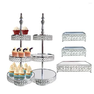 Backware -Werkzeuge 5pcs/Lotgold Metall Cake Set Mirror Crystal Dessert Table Display Ständer für abgestuften Cupcake -Halter