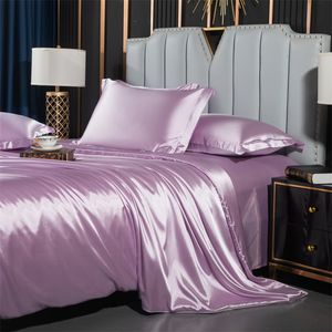 Luxury Satin Bianchee set copripiumino Coperchio con federa europea King Queen size Comode Set da letto comodo copertina di lino