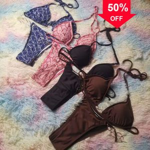 Affärer ny modedesigner grossistkvinnor badväskor sexiga bikinis baddräkter personlighet baddräkt thong bikini baddräkt sommarstil två stycken badkläder holida