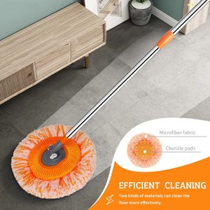 Dust Mop Wet & Dry Floor Cleaning Microfiber Height Rotating Washable Mops Pad Replacement Spin for Car Wash Round Cleaning Tool