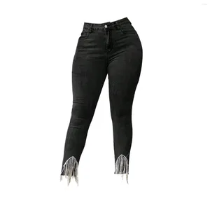 Calça jeans feminina calça feminina calça alta perneiras da cintura