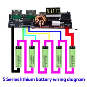 QC4.0 QC3.0 LED Dual USB 3S 4S 5S 65W 100W Micro/Type-C USB Mobile Power Bank 18650 Charging Module Circuit Protection