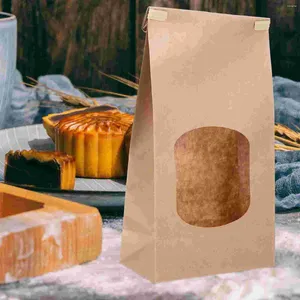 Storage Bottles 50 Pcs Bakery Accessory Baking Toast Bags Kraft Paper Bread Packing Wrapping Pouches Open The Window Household Convenient