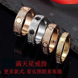 Designer charm V Gold Plated Mijin Carter Plus Ring Two or Three Rows of Diamond Wide and Narrow Edition Set with Full Sky Star Rose Couple