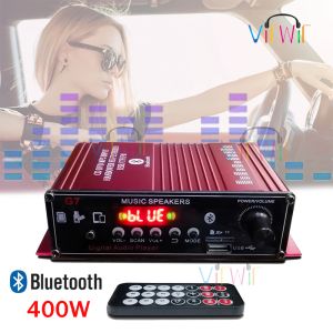 Förstärkare 12V 2.0 Channel HIFI Stereo Audio Amplifier Wireless Bluetooth Home Car Fidelity Amplifier för Mic TF Card USB FM Hemförstärkare