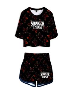Summer Women039s Set Stranger Things 3 3D Printed Short Sleeve Crop Top Shorts Sweat Suits Women Tracksuits Two Piece Outfit4342774
