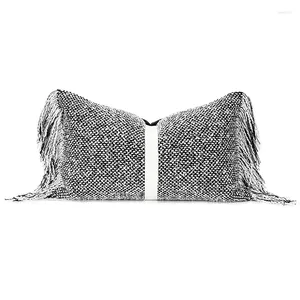 Pillow Solid Grey Ciist Capting Decorative para capa de sofá de sala de estar com decoração de casa de borla 30x50cm