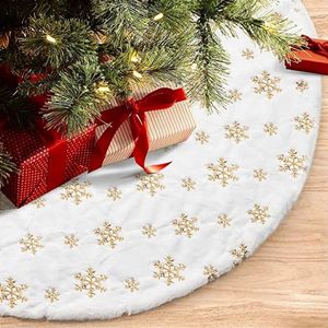 Blankets Christmas Tree Skirt Beads Snowflake Sequin 90120cm Plush White Blanket