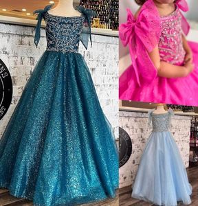 Hunter Pageant Dress for Little Girls 2023 Bows Sparkle Sequin Little Kid Birthday Holiday Funfashion Runway Formell festklänning till3350920