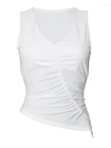 Damen T -Shirts gegen Nackengerüste unregelmäßiges Erntedach sexy für Frauen Sommer 2024 Casual Tank Tops Weiß