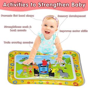 Baby barn vatten lekmatta uppblåsbar pvc spädbarn mage tid uppblåsbar lekmat småbarn vatten dyna för baby rolig aktivitet lekcenter