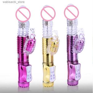 Andra hälsoskönhetsartiklar Silikon G Spot Dildo Vibrators 2-läge Rotation + 6 Telesic Speed ​​Vibration Dual Clitoris Stimulator Adult Toys for Woman L49